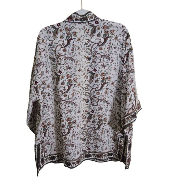 Max Studio Cream Floral Open Front Kimono Size M - Picture 3 of 8